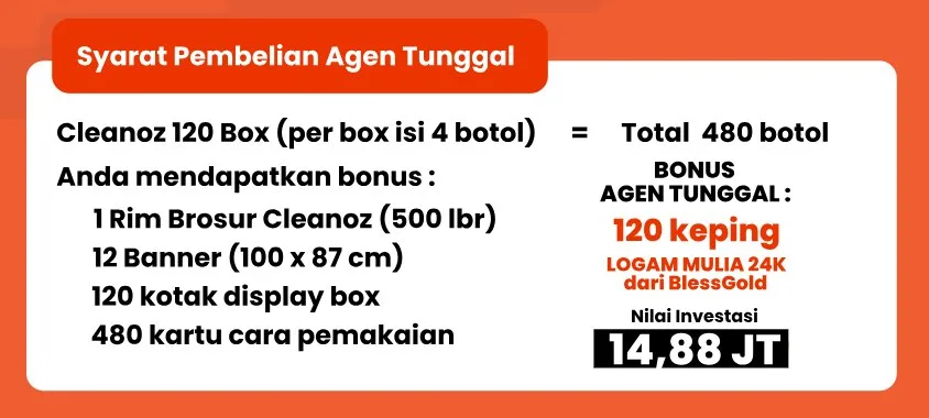 Paket Tunggal Cleanoz 120 BOX (480 botol)
