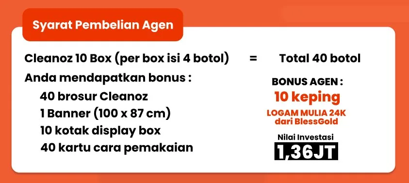 Paket Agen Reguler Cleanoz 10 BOX (40 Botol)
